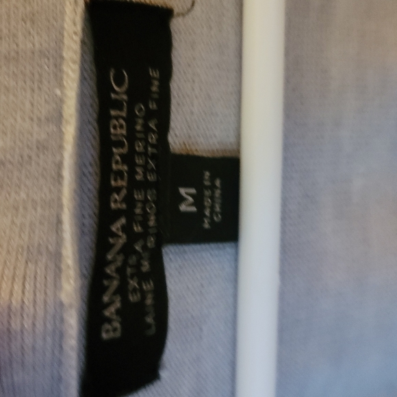 Lightweight gray Vneck sweater w/ stripe on sleeve - Picture 2 of 3